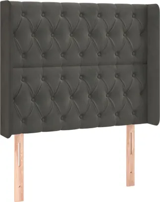 Produktbild von vidaXL Kopfteil mit Ohren Dunkelgrau 103x16x118/128 cm Samt