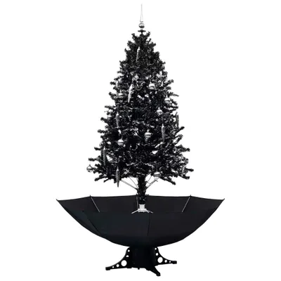 Zdjęcie produktu dla vidaXL Śnieżna choinka z podstawą parasola czarna 190 cm PVC
