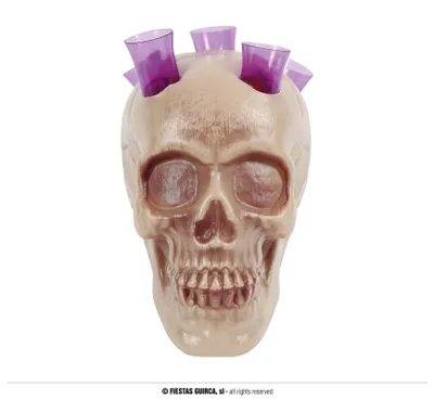 Obrázek produktu pro Dekorace plastová lebka s panáky - 20 cm - HALLOWEEN