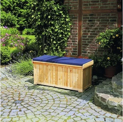 Produktbild von Kissentruhe 120 x 51 cm Holz natur inkl. Sitzauflage