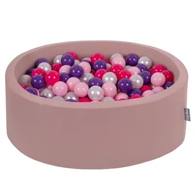 Obrázek produktu pro KiddyMoon kulatý bazén s míčky do vany 90x30cm/200 míčků ? 7cm kuličkové jamky pro kojence na hraní do vany pro batolata, vyrobeno v eu, erika barvy: pudrově růžová/perleťová/fialová/tmavě růžová