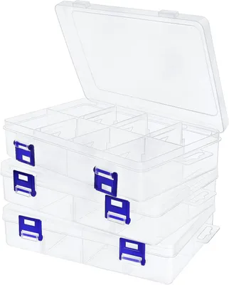 Produktbild von Aufbewahrungsboxen 3 Stück, Transparent, Stapelbar, Rechteckig, Organizer für Perlenzubehör