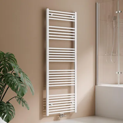 Imagen del producto de Radiador toalla de 160 x 60 cm, 761 W, blanco, con conexión central, diseño recto, secador de toallas – S'AFIELINA