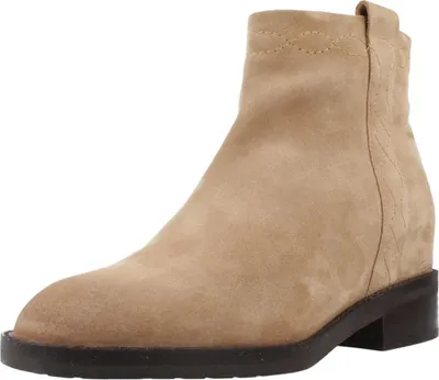 A single beige ankle boot shown from a side-diagonal angle against a white background.