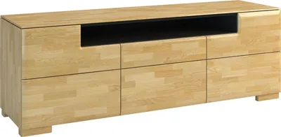 Produktbild von TV-Unterschrank teilmassiv Farbe: Eiche / Schwarz 62x182x50 cm