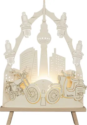 Produktbild von Saico LED-Dekoleuchte Moped Holz 44 cm warmweiß natur