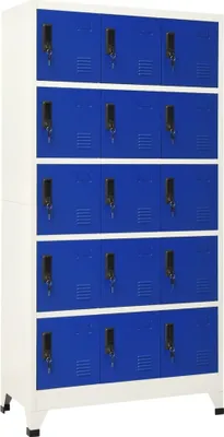 Image de Armoire à casiers Gris et bleu 90x40x180 cm Acier