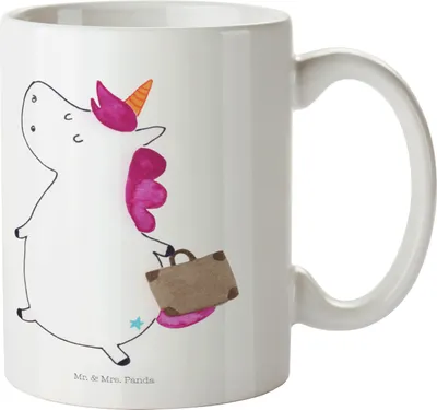 Produktbild von Mr. & Mrs. Panda Plastikbecher Einhorn Koffer - Weiß - Geschenk, Einhörner, Lustig, Reise, Kinderbecher, Pott, Trinklernbecher, Camping Tasse, Mehrwegbecher, Spaß