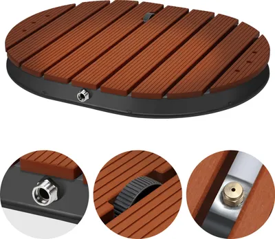 Produktbild von Hengda Mobile Gartendusche, Bodendusche mit 4m Wasserstrahlhöhe, Außendusche für den Garten, Boden-Gartendusche mit Holz-Optik für Pool Wasserdicht, Frost- & UV-Beständig