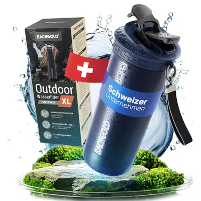 Produktbild von Profi Outdoor Wasserfilter Flasche mit 1500L Filterkapazität I entfernt 99,99% aller Bakterien und filtert Viren, Partikel und Schwermetalle