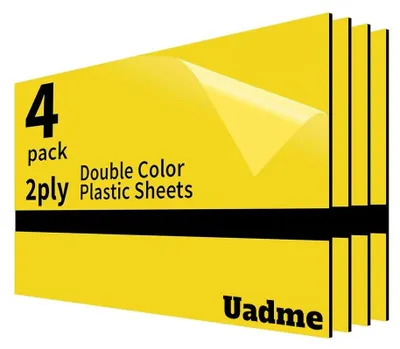 Zdjęcie produktu dla Omgoods - Zestaw 4 sztuk plastikowych arkuszy A4 do grawerowania, idealnych do kreatywnych projektów