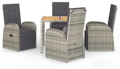 Immagine prodotto di Set da giardino per 5 persone - Rattan sintetico grigio - Tavolo da 90 cm - Con piano in vetro