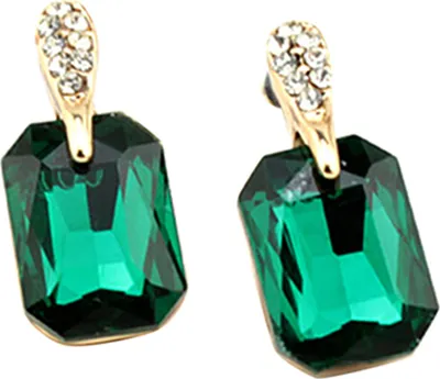 Produktbild von Damen-Ohrstecker, elegant, rechteckig, mit Strasssteinen, Schmuck, Geburtstagsgeschenk-Grün