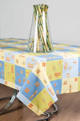 Tischdecke aus Baumwolle, rechteckig, 135 x 210 cm, gelb