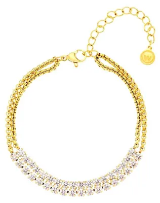 Produktbild von Cryston Lumiere Doppeltes vergoldetes Armband mit kubischem Zirkonia 32443G