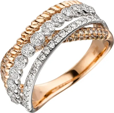 Produktbild von Gr. 58 - Damen Ring 585 Gold Rotgold 181 Diamanten Brillanten Rotgoldring Diamantring