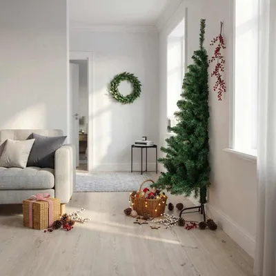Image de vidaXL Semi-sapin de Noël artificiel avec support Vert 180 cm PVC