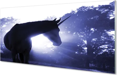 Produktbild von Glasbilder 120x60 Wandkunst Wald Einhorn