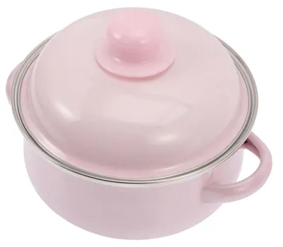 Obrázok produktu pre Smaltovaný hrniec s pokrievkou, objem 1,1 litra, priemer 16 cm, ružovej farby, vhodný na všetky typy sporákov