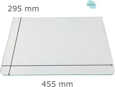 Produktbild von Kühlschrank Einlegeboden - Strukturglas Kathedral 4 mm - 2 abgerundete Ecken - 455 mm x 295 mm - (89,96 EUR / qm - Mindestbfl. 0,25 qm - Kantenb 5,35 EUR / lfm. - Eckenb. 1,00 EUR / Stck.)