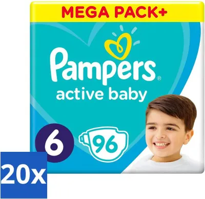 Produktbild von Pampers - Active Baby - Windeln - Größe 6 (13-18 kg) - Extra Groß - 96 Windeln - Vorteilspack - 20 Stücke