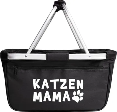 Produktbild von Huuraa Einkaufskorb Katzenmama Tapse 20 Liter Black faltbarer Tragekorb Geschenkidee