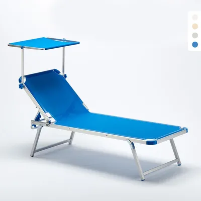 Produktbild von Aluminium Strandliege Sonnenliege mit Sonnendach Nettuno - Blau