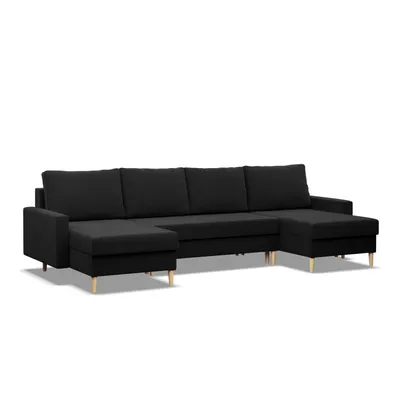 Produktbild von Grosses  U-Ecksofa mit Schlaffunktion, Wendekissen, Schwarz