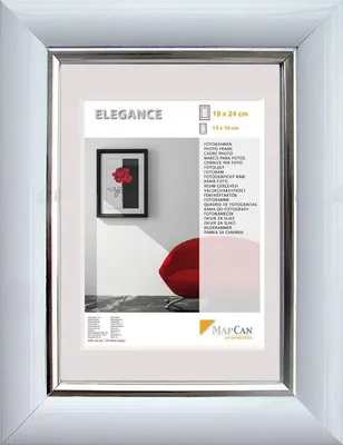Produktbild von Kunststoff Bilderrahmen Elegance weiß-metallic-silber, 18 x 24 cm