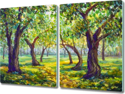 Produktbild von Coloray Hackbrett Kochplattenabdeckung Herdabdeckplatte 2x40x52 cm Schneidebrett Küchenbrett - Wald Natur