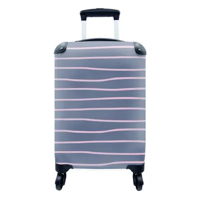 Produktbild von MuchoWow® Koffer Handgepäck Trolley Rollkoffer Kleine Reisekoffer mit 4 Rollen - Rosa - Blau - Muster - Cabin Size < 55x40x23 cm & 55x40x20 cm - Fotokoffer - Kabinenkoffer - Boardgepäck - Reise-Box - Reisekoffer - Reisegepäck - Koffer mit Bild - Trolley für Kinder
