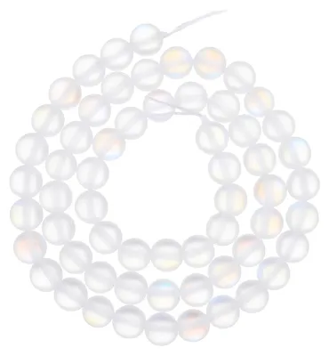 Glasperlen 6 mm facettiert, rund, weiß, 62 Stück, für Schmuck