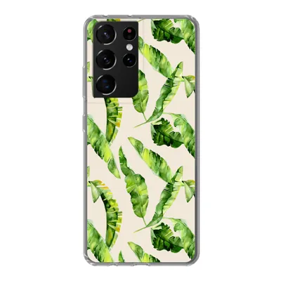 Produktbild von MuchoWow® Handyhülle Schutzhülle Hülle für Samsung Galaxy S21 Ultra Blatt - Tropisch - Muster Silikon Softcase Handy Hülle - Mobiltelefon