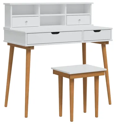 Immagine prodotto di vidaXL Set da tavolo da trucco FAUSKE, 3 pezzi, bianco, 100 x 50 x 103,5 cm