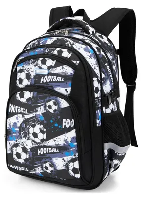Produktbild von Kinderrucksack mit Brustgurt Große Kapazität 17 Zoll Schwarzer Fußball