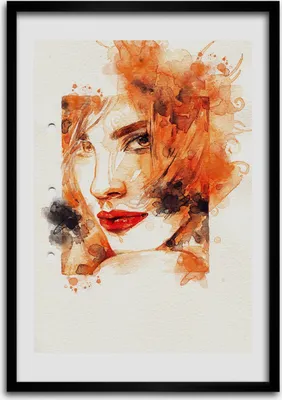 Produktbild von Bild - Bilderrahmen - 50 cm x 70 cm - MDF - Rahmen - Wandkunst Abstraktion einer Frau