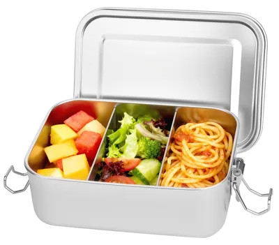 Lunchbox aus Edelstahl, 850 ml, mit Trennwand, auslaufsicher
