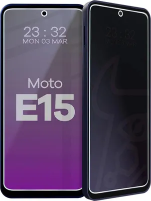 Produktbild von Hybridglas mit Privatschutzfilter für Motorola Moto E15, Bizon Glass Mule Shadow, Matt