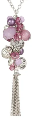 Produktbild von Bulinlin Silber Kette mit Anhänger und Quasten - Modeschmuck für Damen - Langes