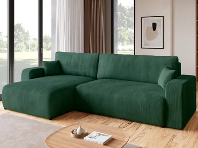 Produktbild von BroMARKT Ecksofa PUMI XL Schlaffunktion Bettkasten L-Form 125x230 cm Grün