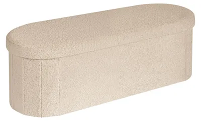 Aufbewahrungsbank mit Sitzpolster, klappbar, 110 cm, beige