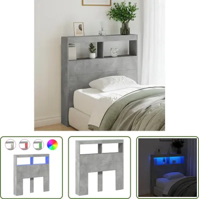 Obrázek produktu pro The Living Store LED čelo s policemi betonově šedé 100x17x102 cm