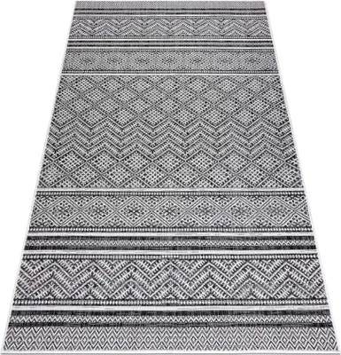 Produktbild von Teppich SISAL SION Zickzack, Diamanten Boho 22168 flach gewebt schwarz / ecru  Schwarz 140x190 cm
