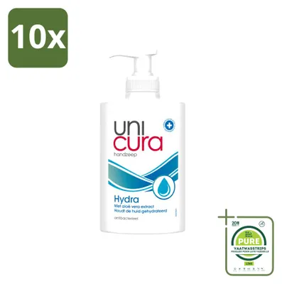 Productafbeelding van 10 x Unicura Hydra vloeibare zeep - Hydraterend - 250 ml - Grote verpakking - 10 stuks