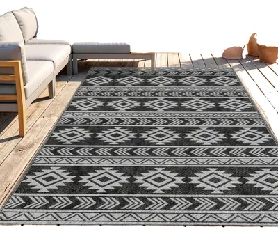 Image de Tapis d'extérieur, imperméable, résistant aux UV, de couleur noire