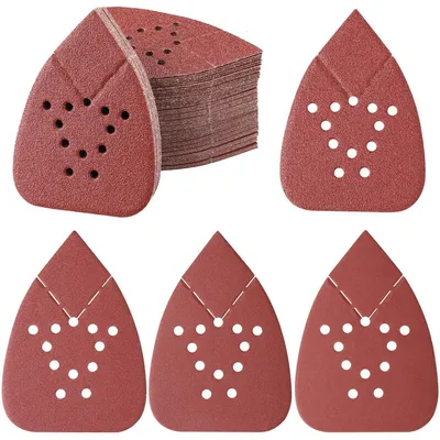 Image de Papier abrasif triangulaire, 100 pièces, 135x93 mm, avec velcro, grain 40 à 400, pour ponceuses triangulaires