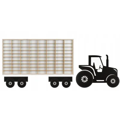 Produktbild von ArtTwist Modellauto Vitrine - Sammlervitrine Holz  zu 80 Fächen - Organisation Schaukasten für Autos Hängend 78,5cm x 40cm x 4cm - Setzkasten Holz für Wanddeko und Organisation (Traktor)
