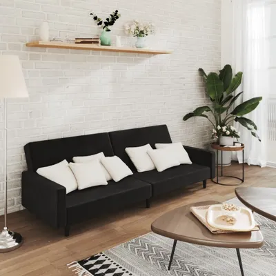 Produktbild von CLORIS Schlafsofa 2-Sitzer Schwarz Samt - Ecksofas LL0000257585