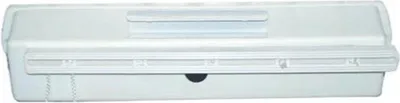 A white retractable clothesline is shown from a front-facing, slightly elevated angle.