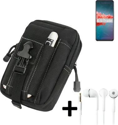 Produktbild von K-S-Trade Gürteltache + Kopfhörer kompatibel mit Xiaomi Redmi Note 9 5G Gürtel Tasche Holster Schutz Hülle Handy Hülle  schwarz inkl.